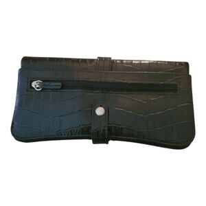 Nine West Black Embossed Crocodile Wallet Patent Leather